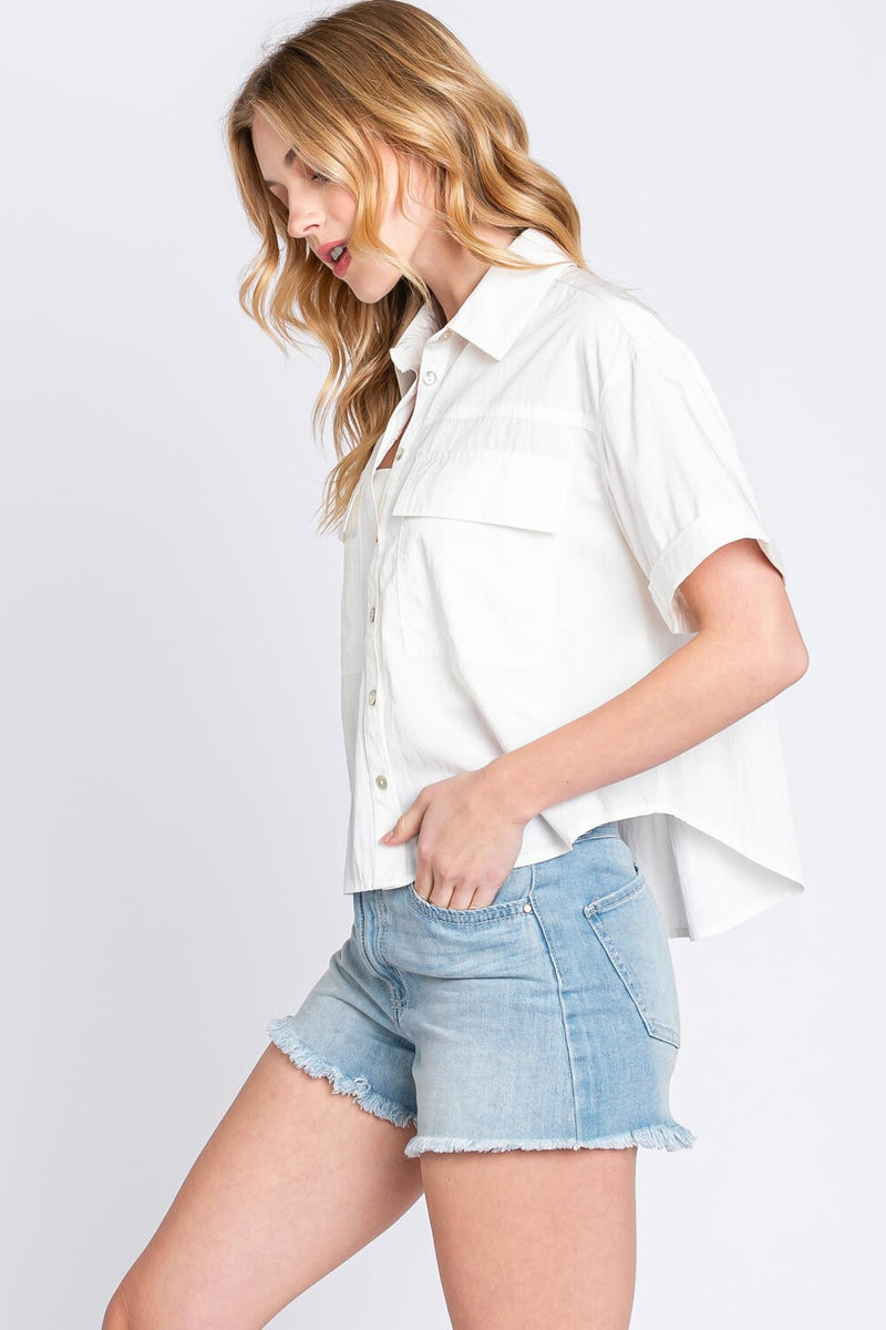 BUTTON UP UTILITY SHIRT - OFF WHITE