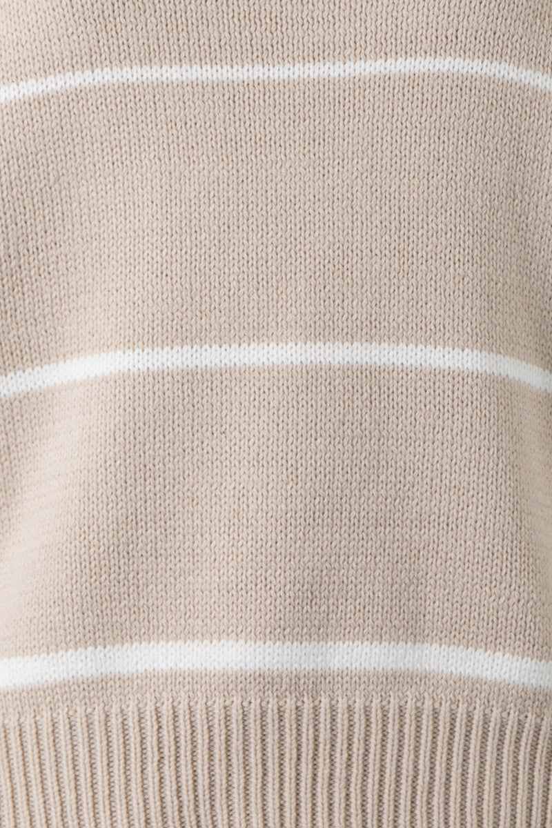 STRIPED CROPPED SWEATER - NUDE/IVORY