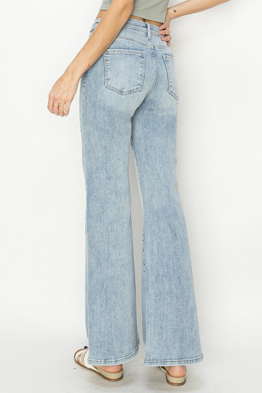 HIGH RISE FRONT DRAWSTRING JEANS - LIGHT