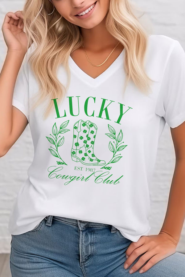 LUCKY COWGIRL CLUB GRAPHIC T-SHIRT - WHITE