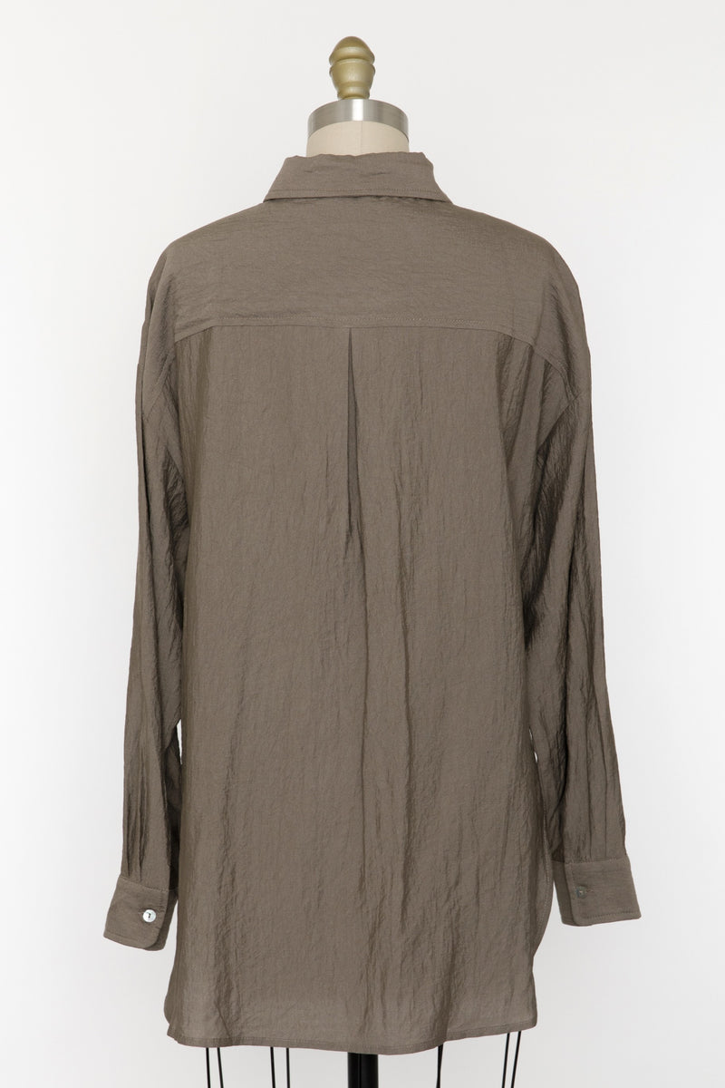 OVERSIZED BUTTON UP SHIRT - MOCHA