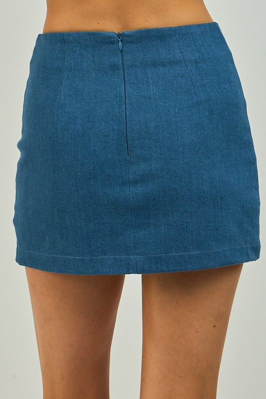 DENIM SLIM FIT MINI SKIRT - DENIM