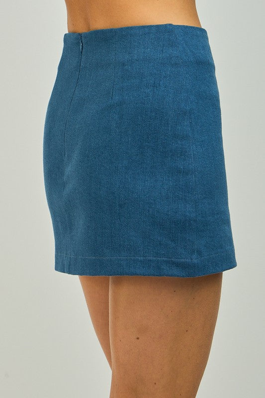 DENIM SLIM FIT MINI SKIRT - DENIM