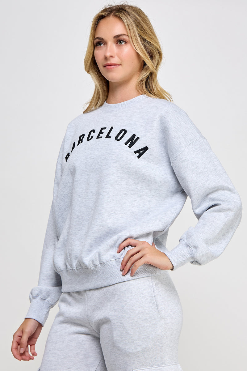 RELAXED FIT BARCELONA SWEATSHIRT - ICE GREY