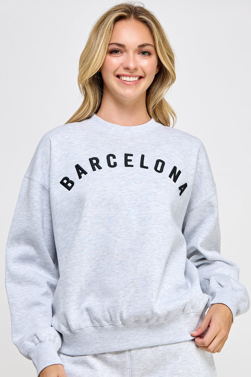 RELAXED FIT BARCELONA SWEATSHIRT - ICE GREY