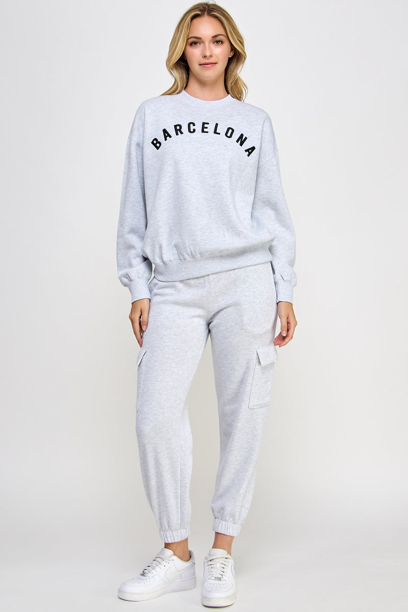 RELAXED FIT BARCELONA SWEATSHIRT - ICE GREY