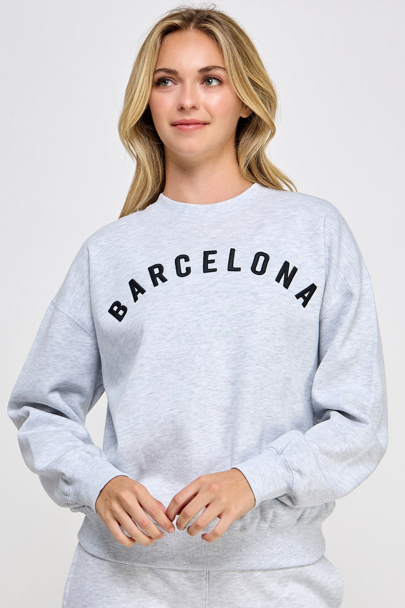 RELAXED FIT BARCELONA SWEATSHIRT - ICE GREY