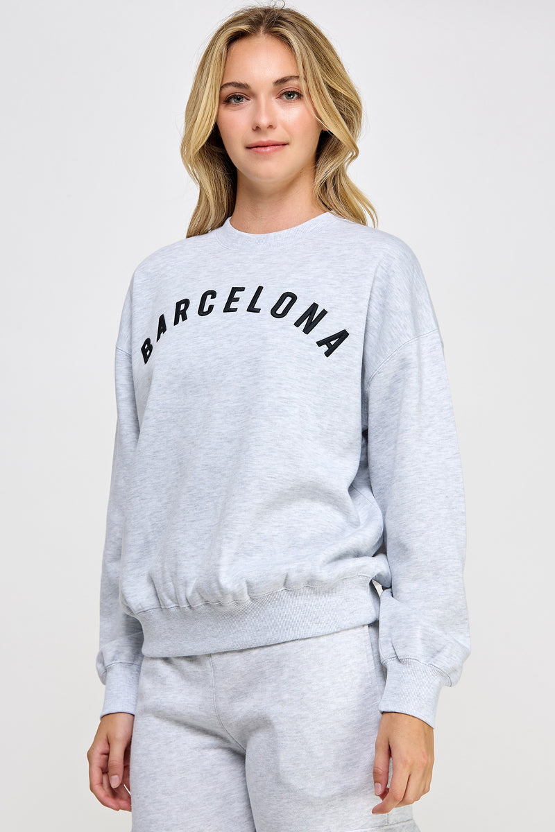 RELAXED FIT BARCELONA SWEATSHIRT - ICE GREY