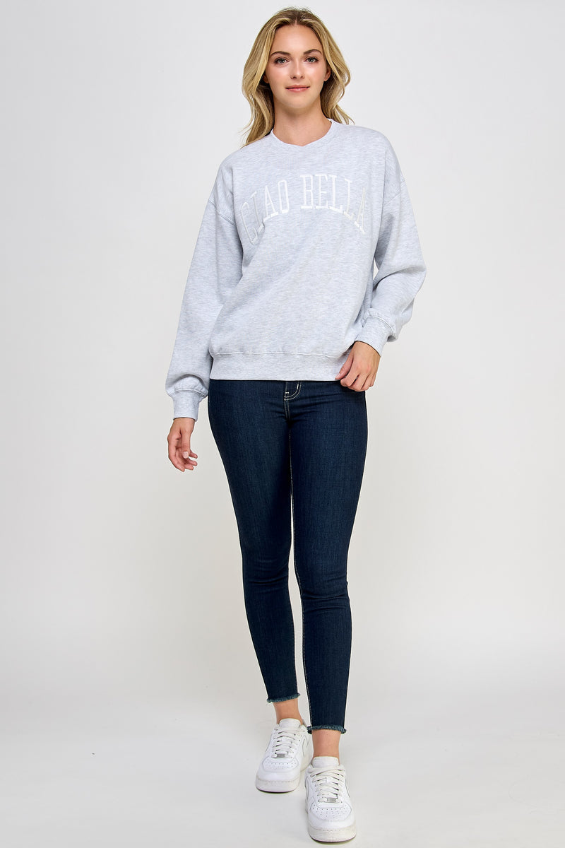 RELAXED FIT CIAO BELLA  SWEATSHIRT - ICE GREY