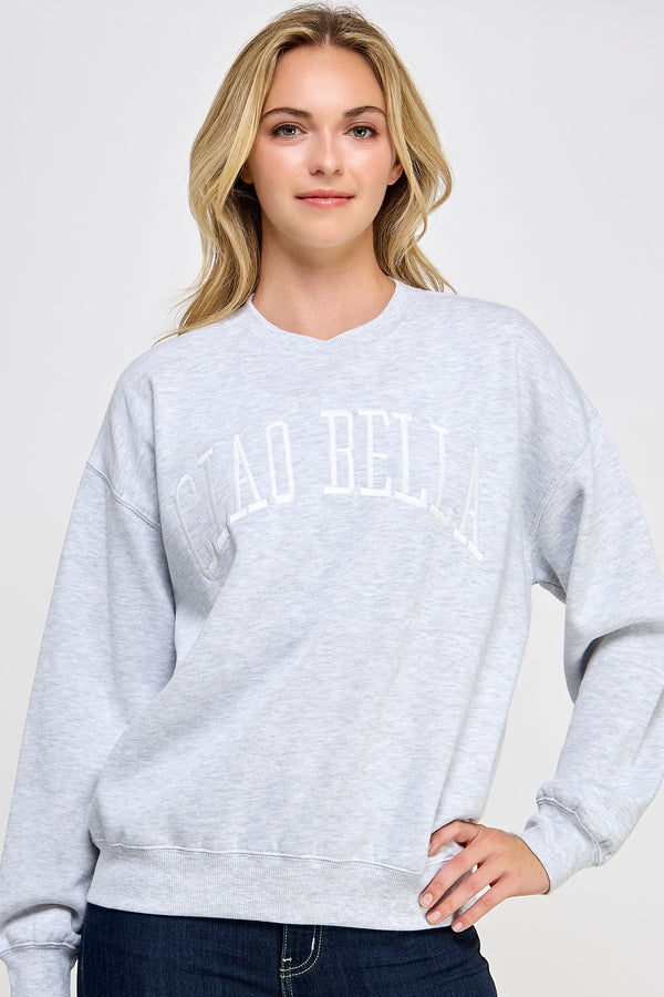 RELAXED FIT CIAO BELLA  SWEATSHIRT - ICE GREY
