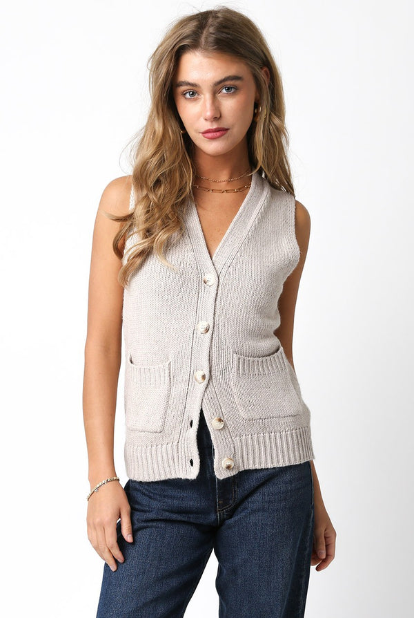 MEREDITH SWEATER VEST - KHAKI