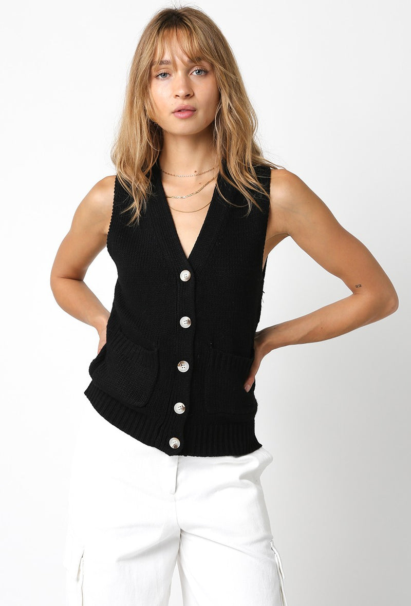 MEREDITH SWEATER VEST - BLACK