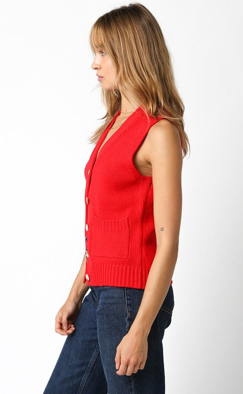 MEREDITH SWEATER VEST - RED