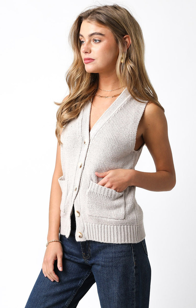 MEREDITH SWEATER VEST - KHAKI