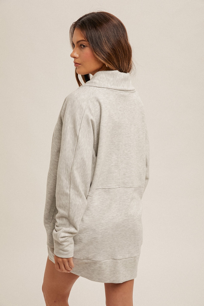 BRUSHED JERSEY COCOON CARDIGAN - H GREY