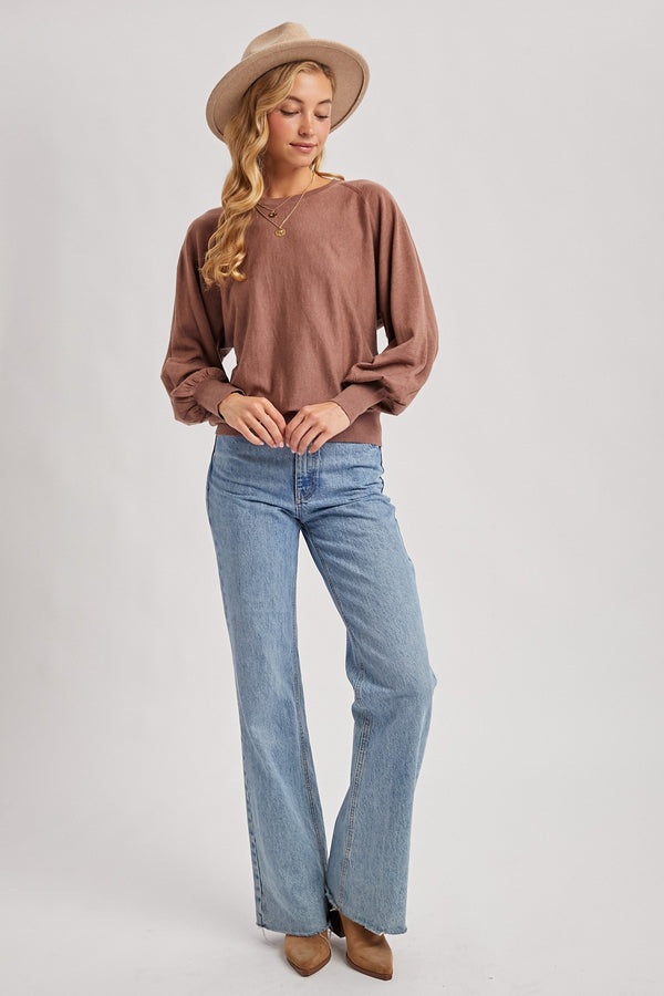 LIGHTWEIGHT KNIT SWEATER - MOCHA