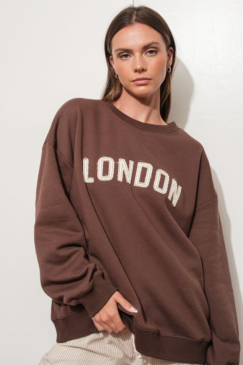 LONDON APPLIQUE SWEATSHIRT - BROWN