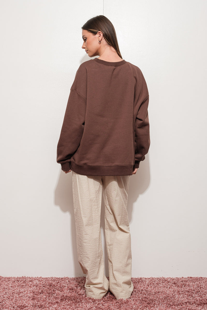 LONDON APPLIQUE SWEATSHIRT - BROWN