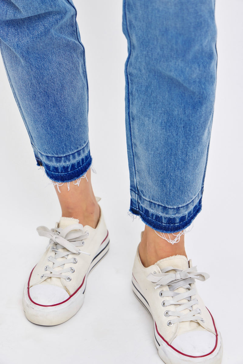 RIGID MAGIC RELEASE HEM BF JEANS - MED BLUE