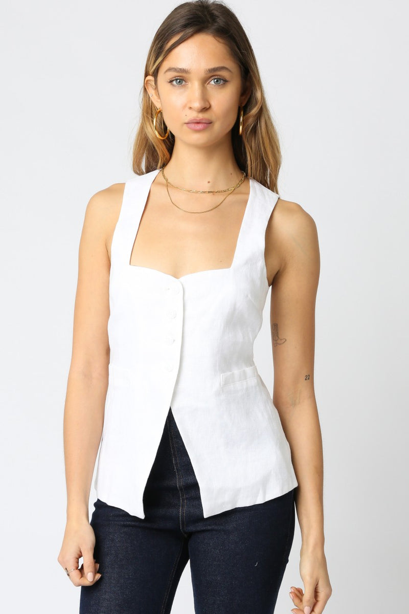 BLAIR LINEN TOP - WHITE