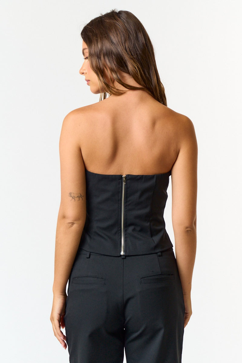 STRAPLESS BOW TOP - BLACK