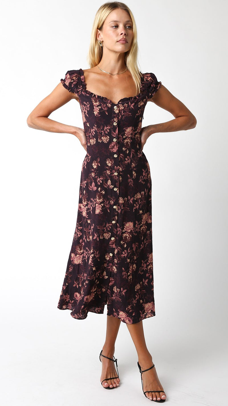 SHERYL MAXI DRESS - BROWN FLORAL