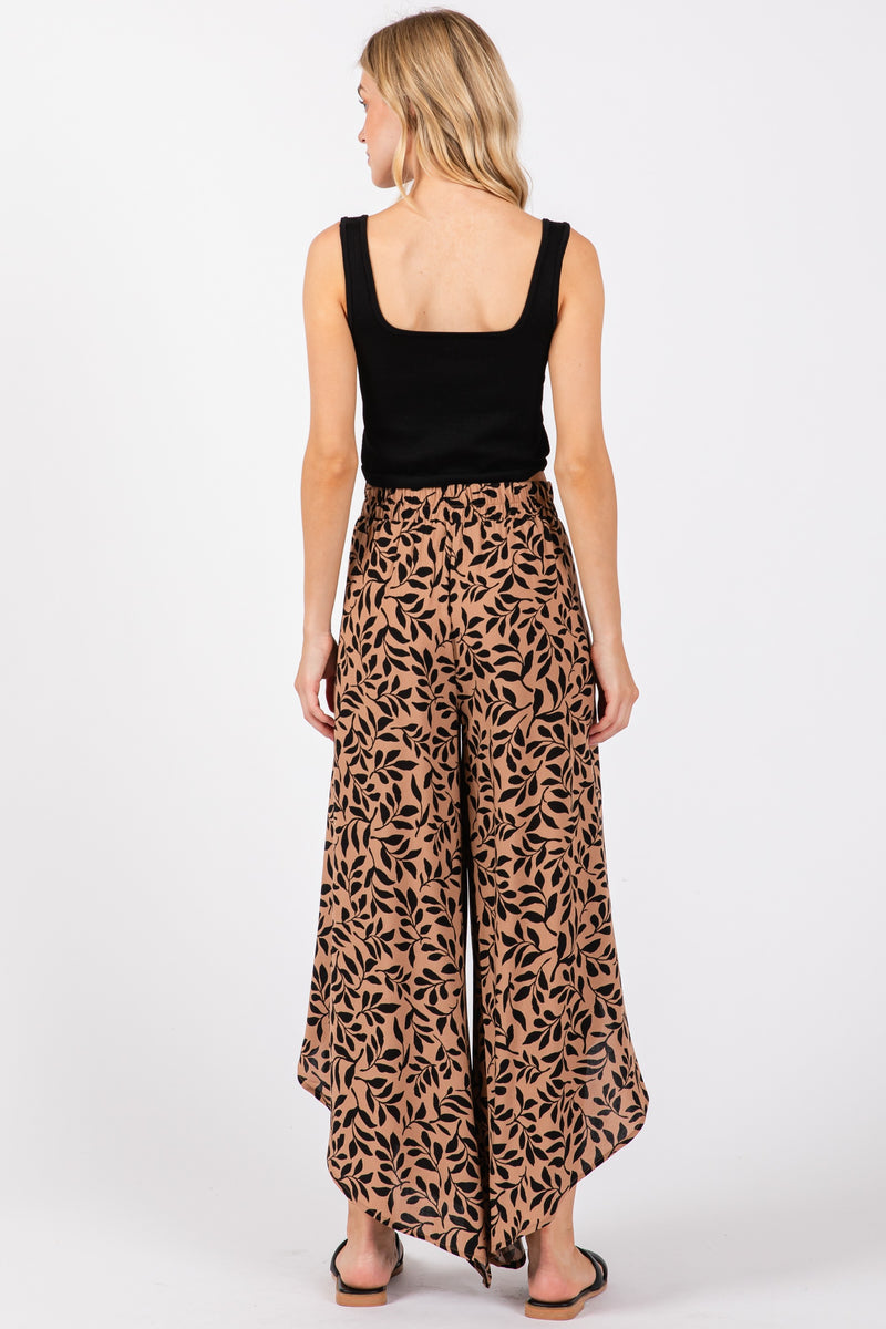 ASYMMETRICAL SPLIT LEG PANTS - BROWN SUGAR