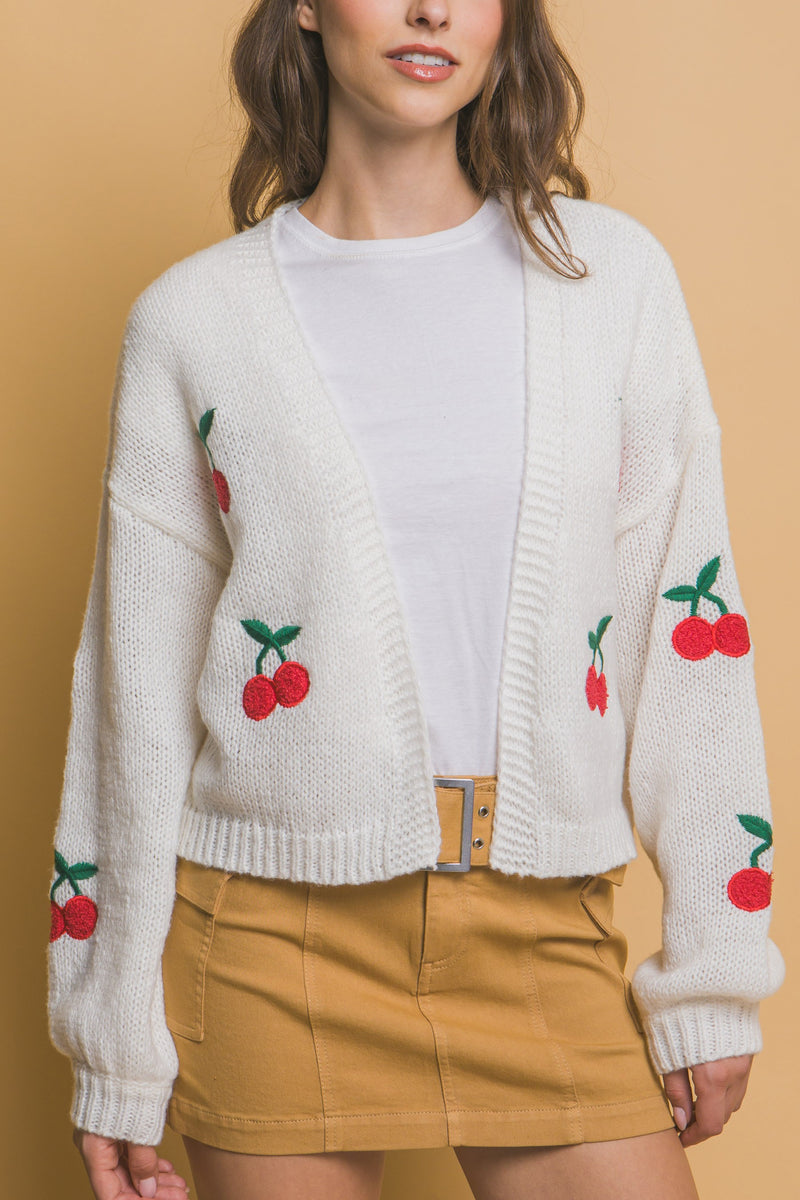 CHERRY CARDIGAN - OFF WHITE