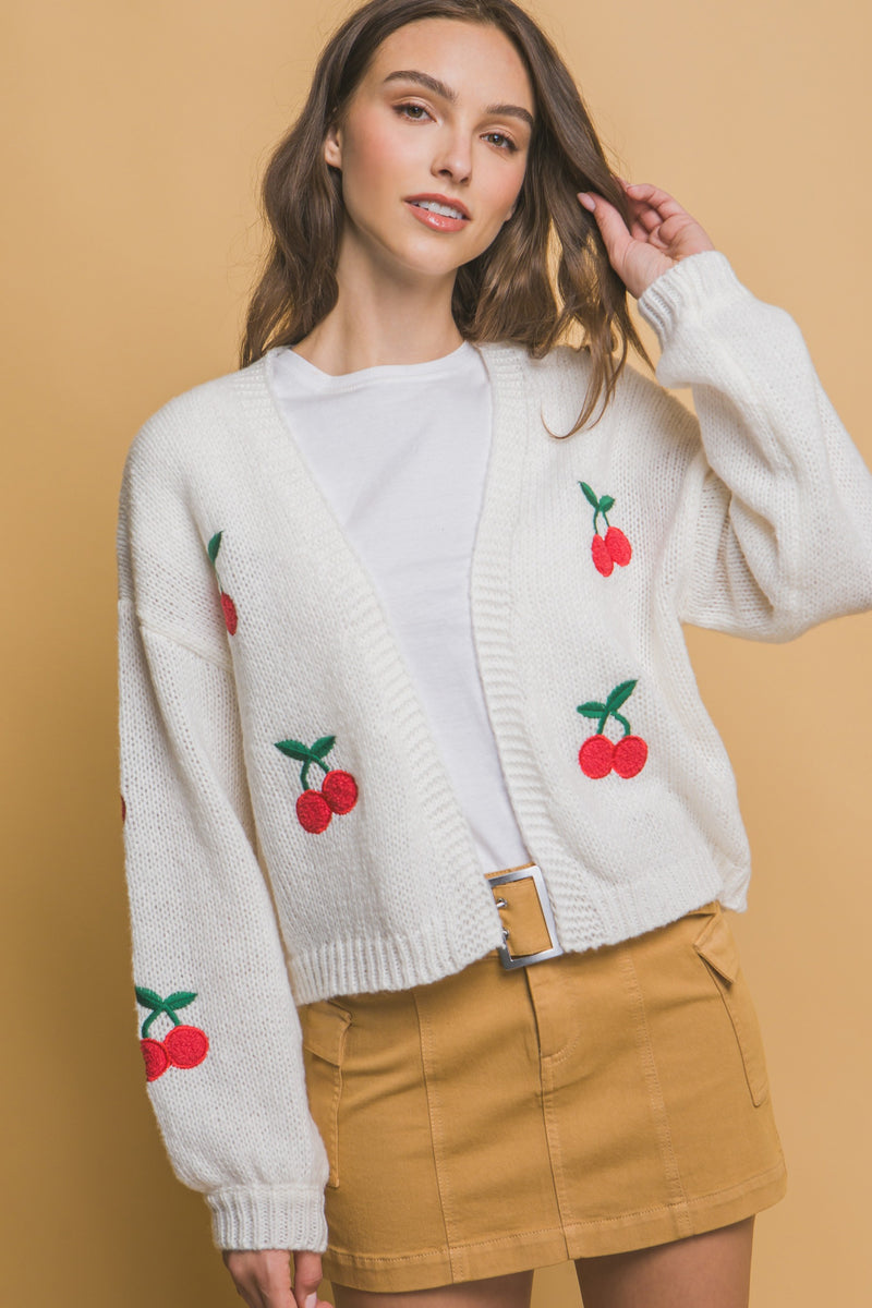 CHERRY CARDIGAN - OFF WHITE