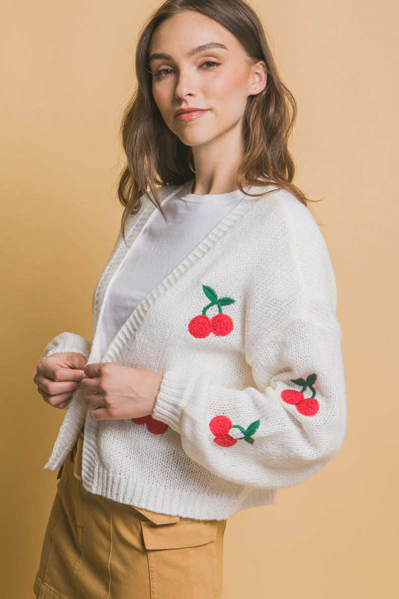 CHERRY CARDIGAN - OFF WHITE