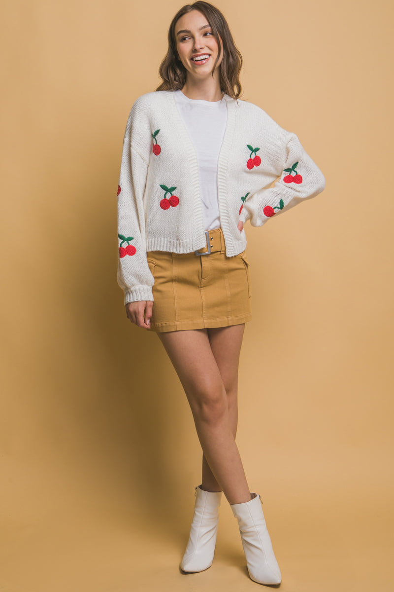 CHERRY CARDIGAN - OFF WHITE