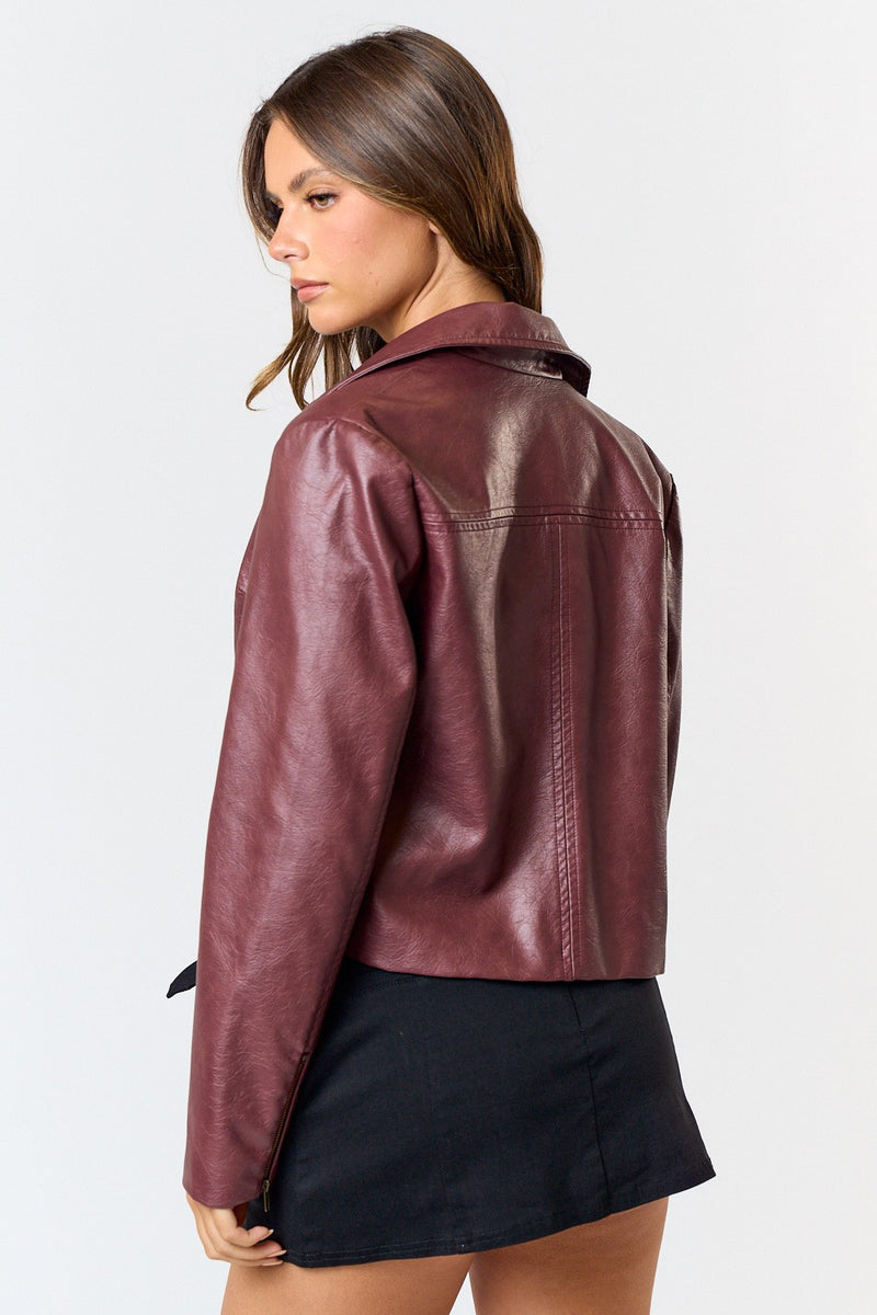 WASHED FAUX LEATHER JACKET