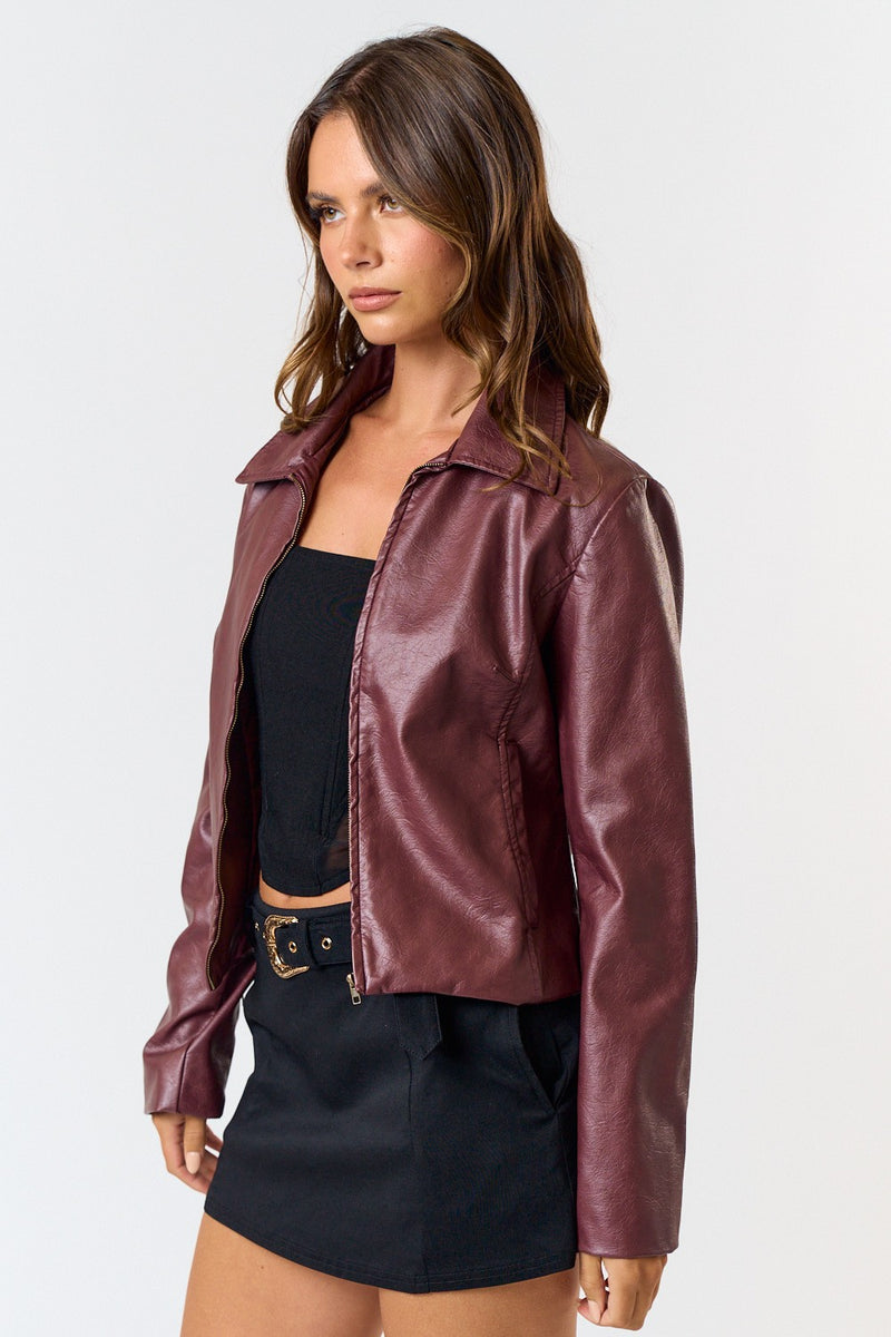 WASHED FAUX LEATHER JACKET