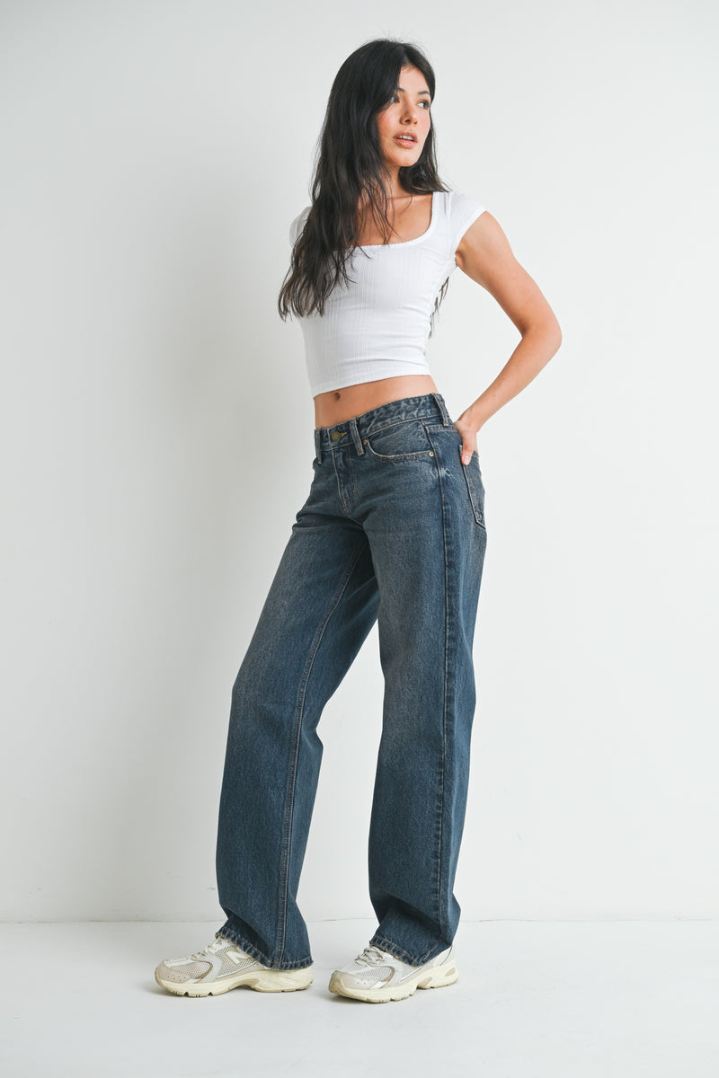 LOW RISE RELAXED LEG JEAN - VINTAGE DARK