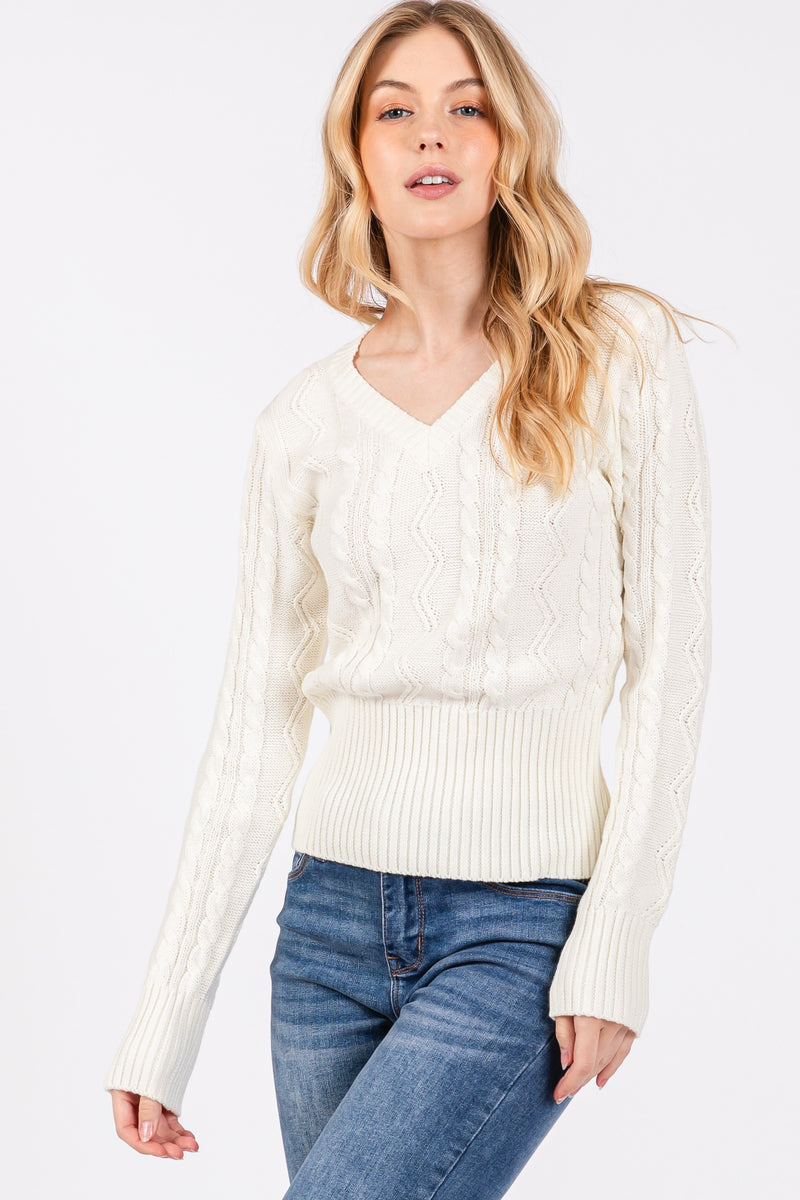 CABLE KNIT SWEATER - IVORY