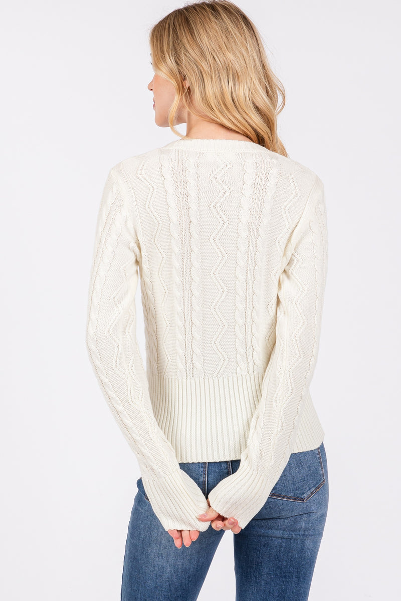 CABLE KNIT SWEATER - IVORY