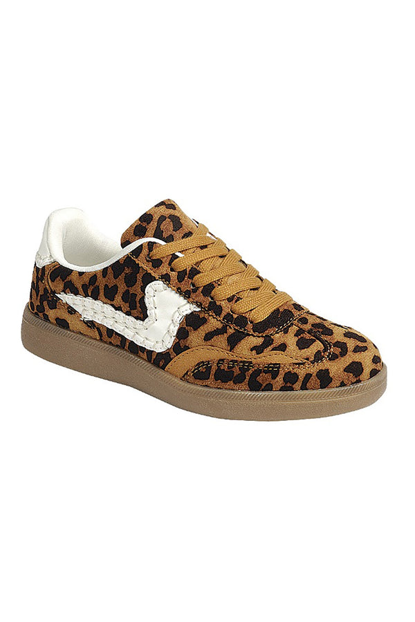 LOW TOP LACE UP SNEAKERS - LEOPARD