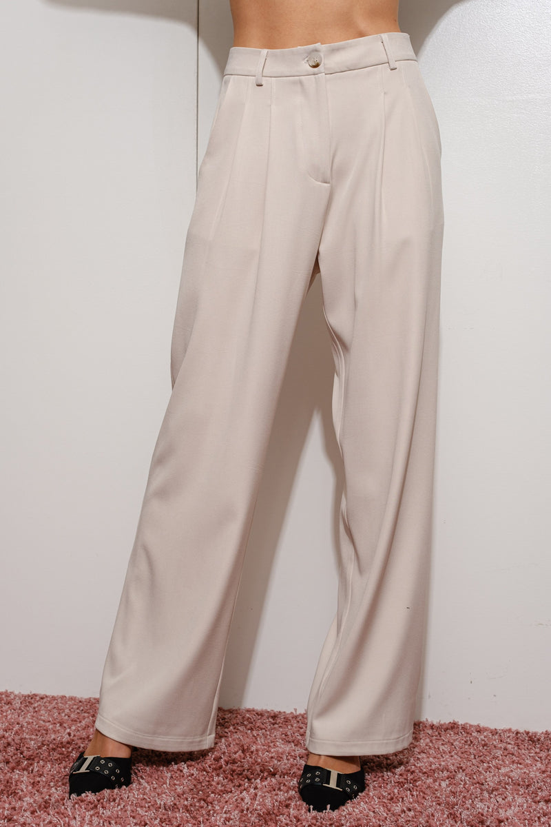 WIDE LEG TAILORED PANTS - BONE