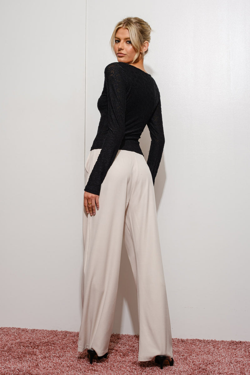 WIDE LEG TAILORED PANTS - BONE