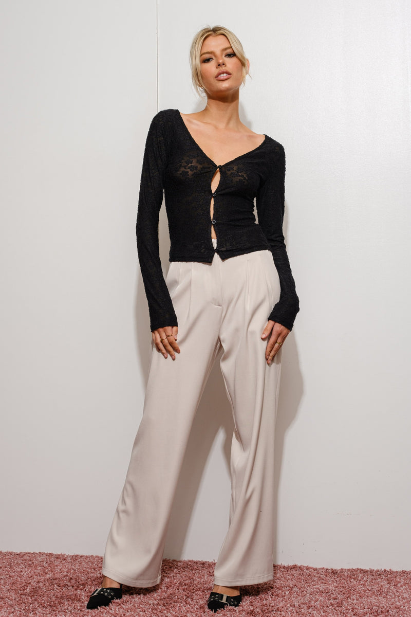 WIDE LEG TAILORED PANTS - BONE