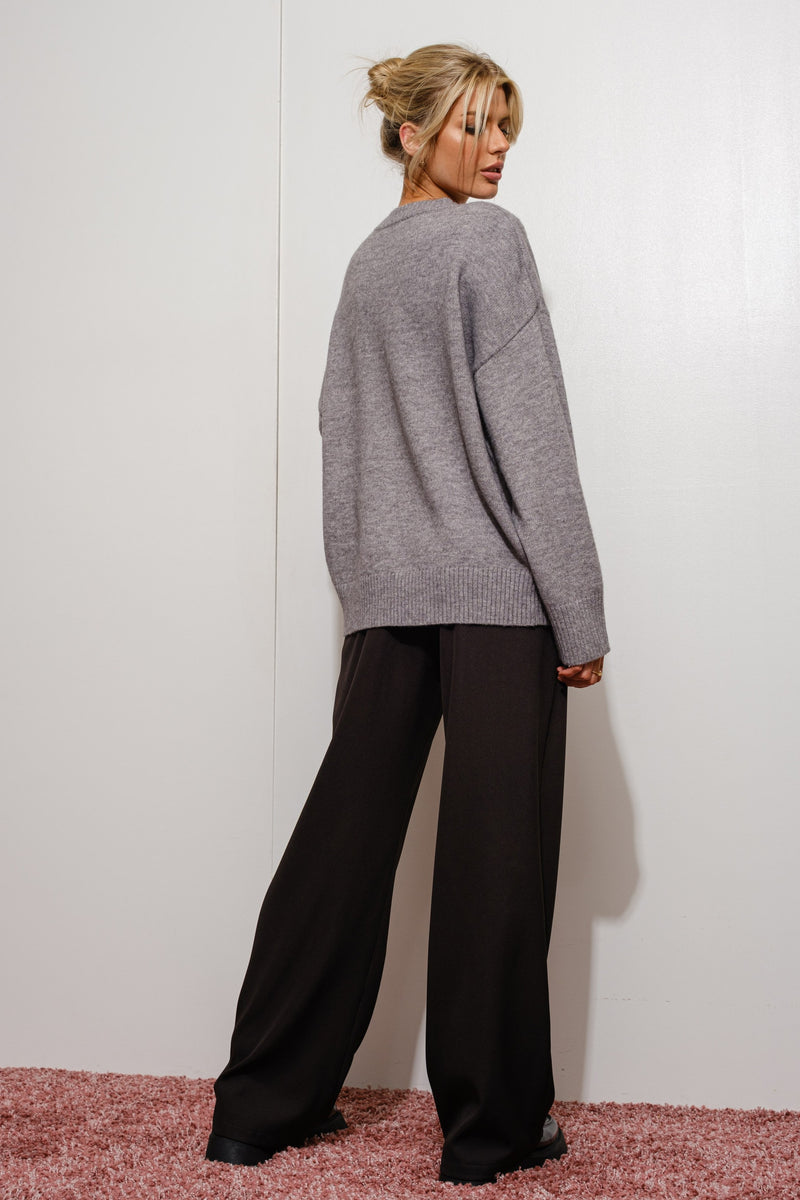 WIDE LEG TAILORED PANTS - BLACK