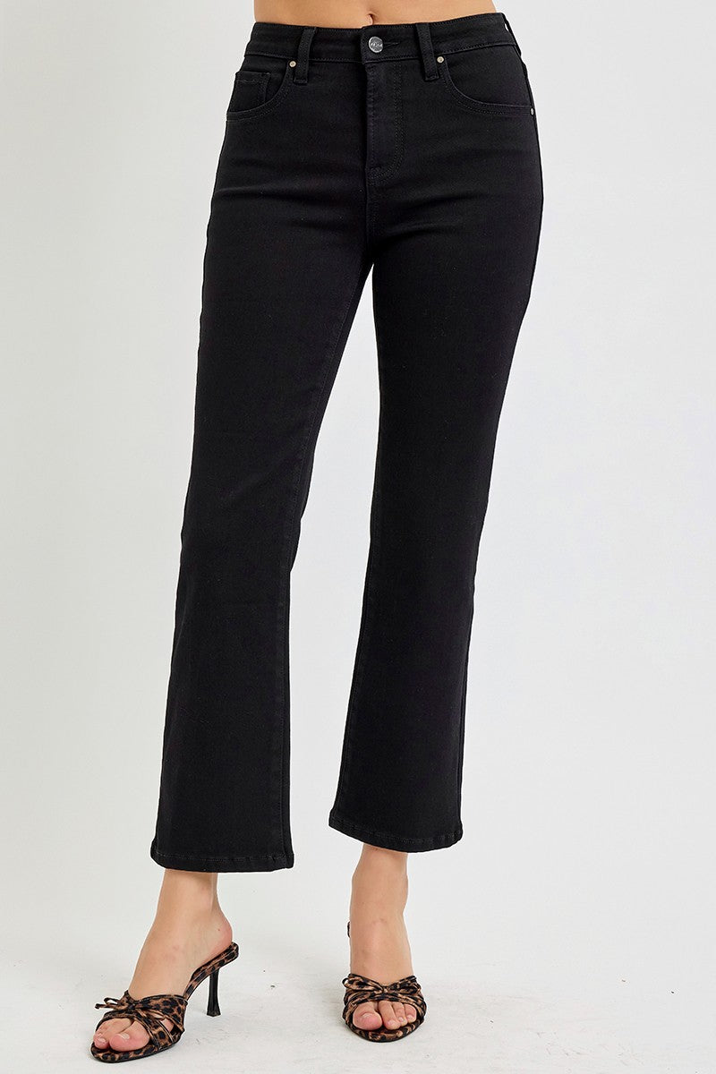 HIGH RISE STRAIGHT CROP JEANS - BLACK