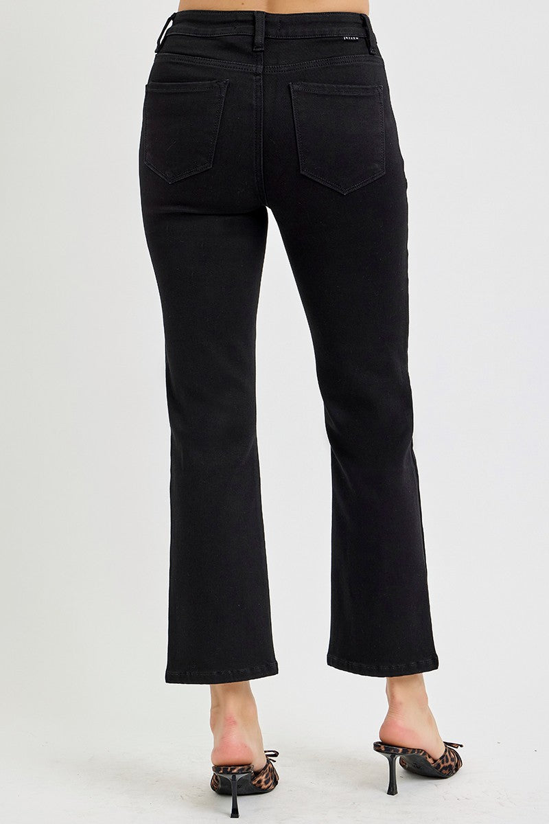 HIGH RISE STRAIGHT CROP JEANS - BLACK