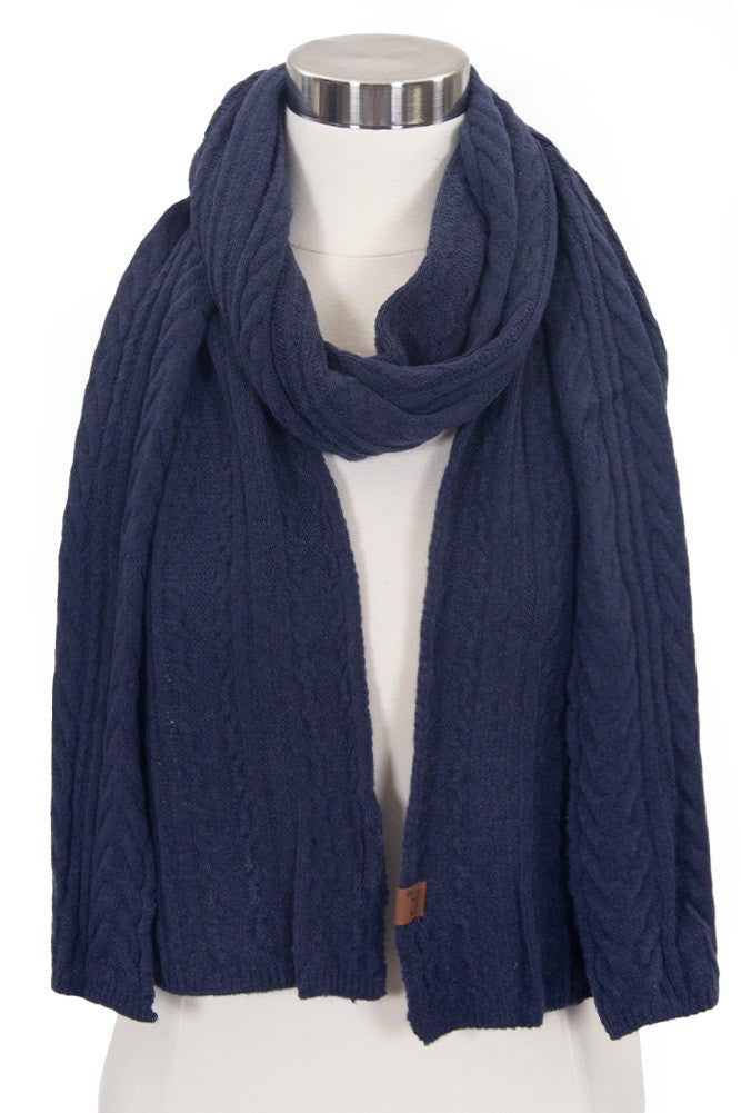 CABLE TEXTURED SCARF - NAVY