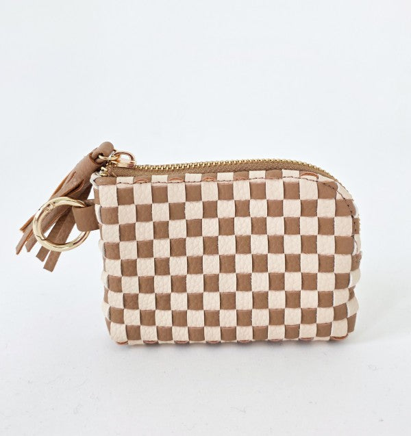 PARIS CARD WALLET - CHECKERED TAN