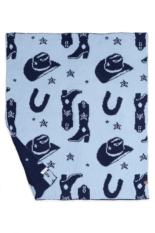 CHILDS COW BOY THROW BLANKET - NAVY