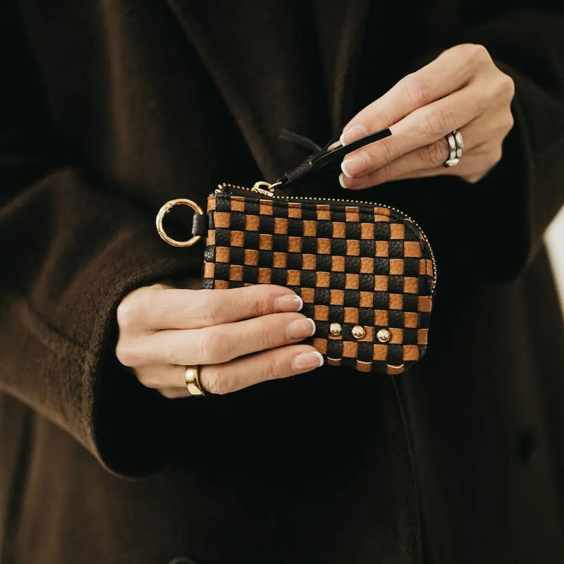 PARIS CARD WALLET - CHECKERED COFFEE