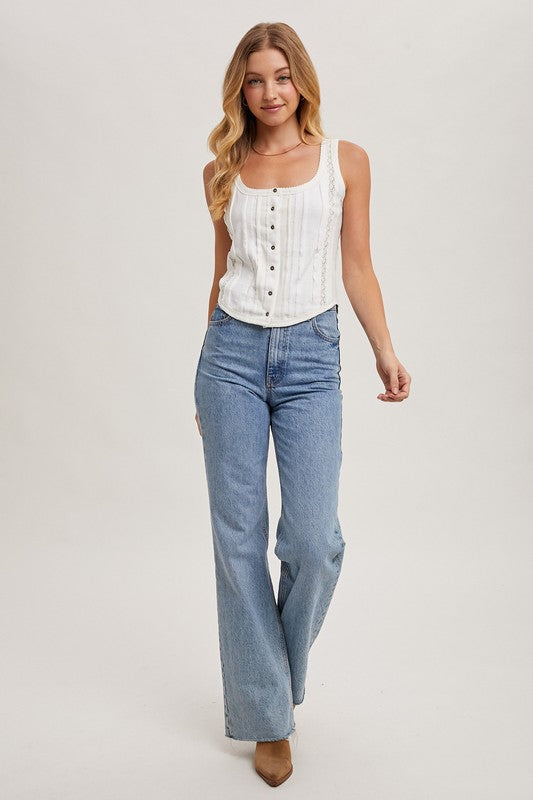 BUTTON DOWN TANK TOP - IVORY