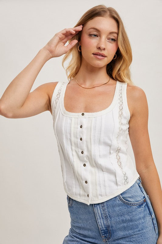 BUTTON DOWN TANK TOP - IVORY
