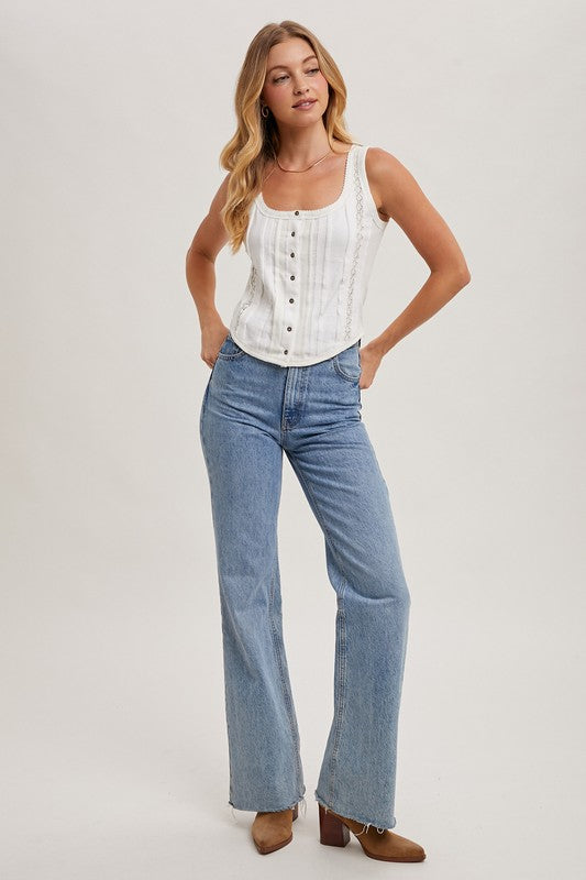 BUTTON DOWN TANK TOP - IVORY